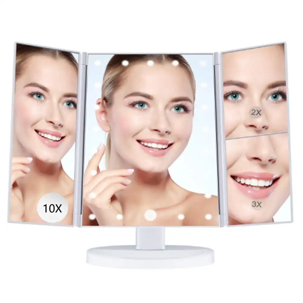 Makeup Mirror with 21 LED Lights Two Power Supply Touch Screen 10x/2x/3x Magnification Tri-Fold Vanity Mirror
Makeup Mirror with 21 LED Lights Two Power Supply Touch Screen 10x/2x/3x Magnification Tri-Fold Vanity Mirror