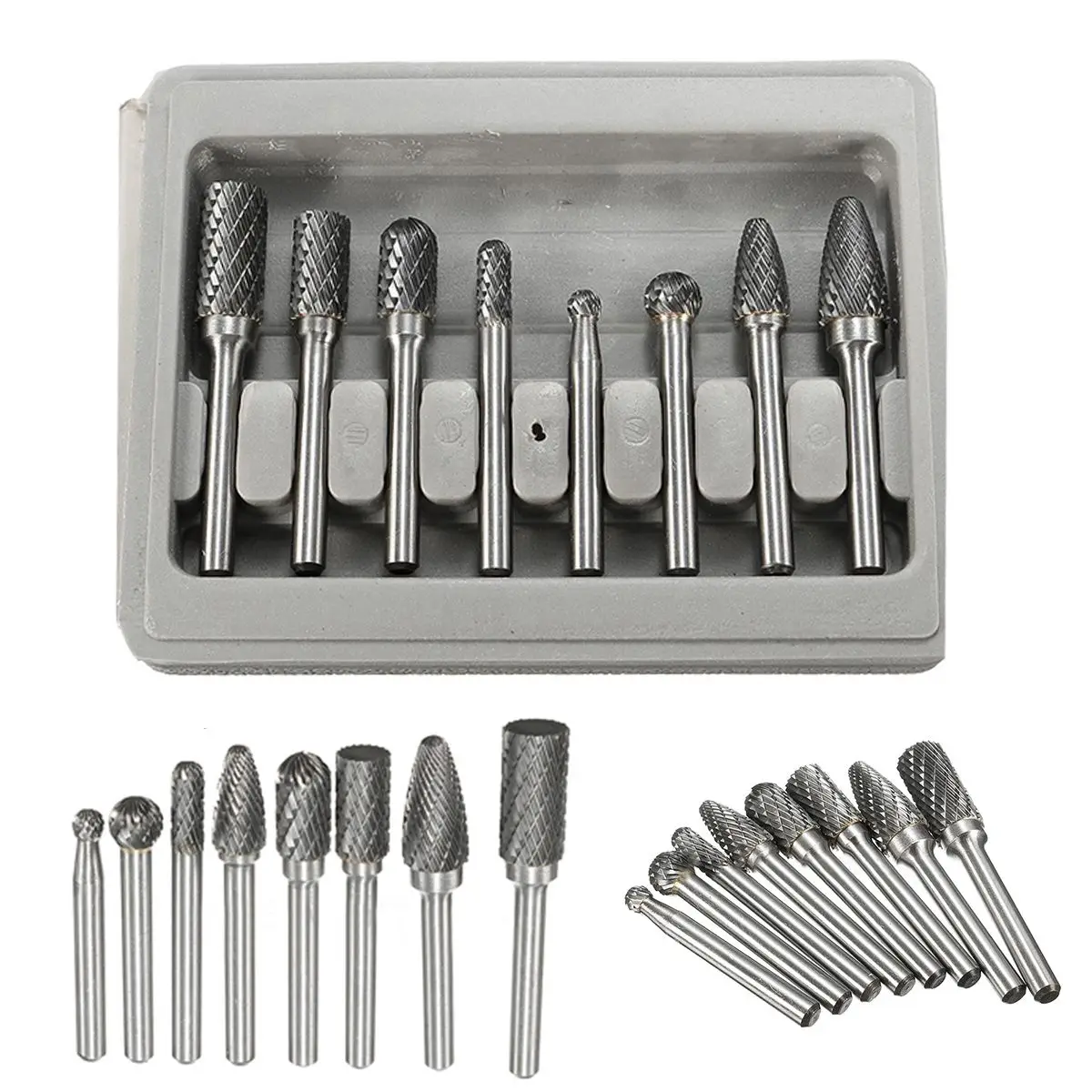 8Pcs Rotary Burr 1/4" Shank Groove Double Cut Carbide Bur File Power Tools Set
8Pcs Rotary Burr 1/4" Shank Groove Double Cut Carbide Bur File Power Tools Set
