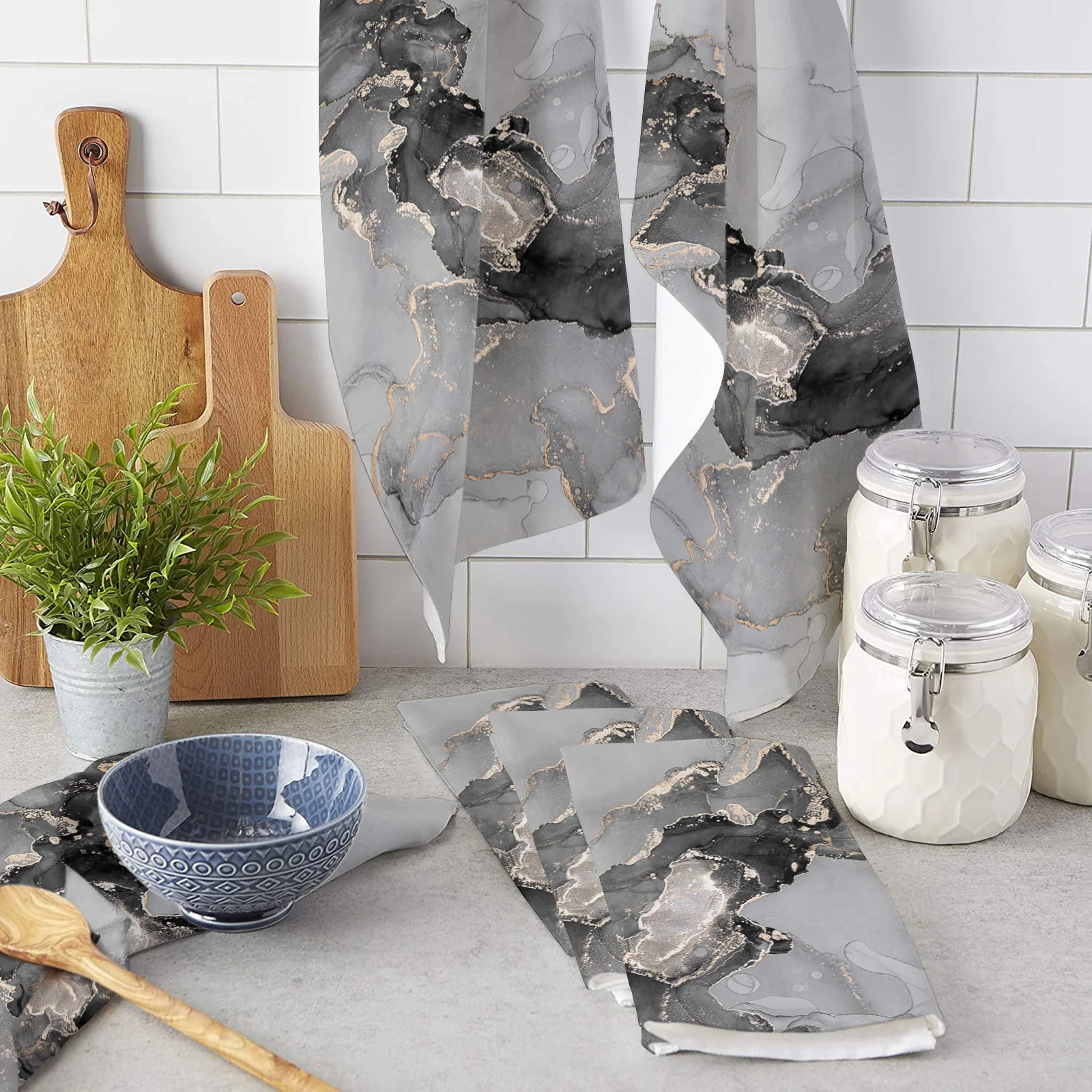 Marble Texture Ink Style Microfiber Kitchen Hand Towel Dish Cloth Tableware Household Cleaning Towel Utensils for Kitchen 
Marble Texture Ink Style Microfiber Kitchen Hand Towel Dish Cloth Tableware Household Cleaning Towel Utensils for Kitchen
