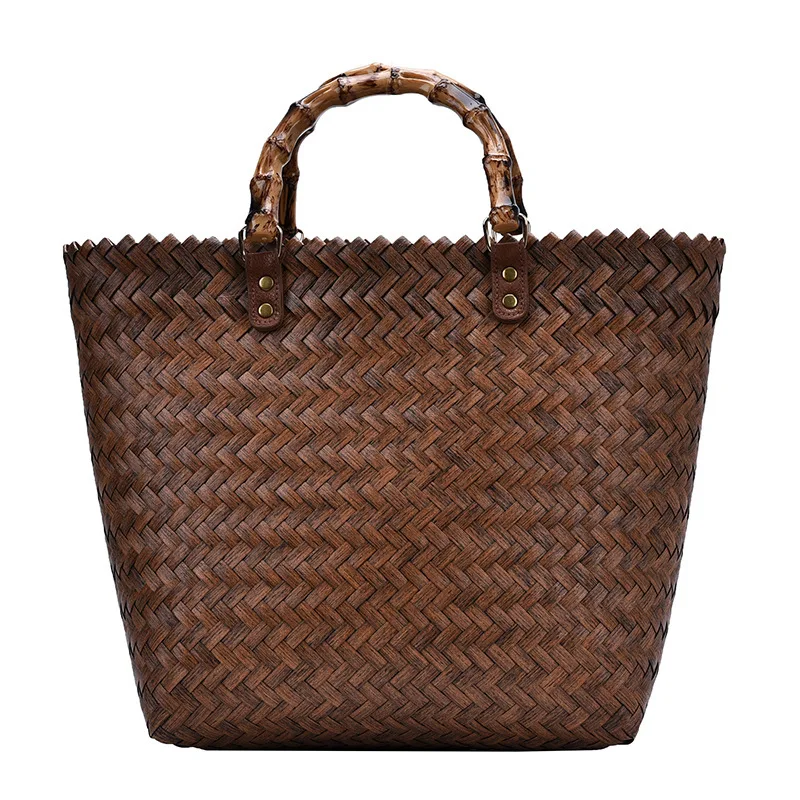 Женская плетеная Сумка из ротанга, летняя пляжная сумка-тоут для отпуска, Весенняя Коричневая Сумка-корзина 
Женская плетеная Сумка из ротанга, летняя пляжная сумка-тоут для отпуска, Весенняя Коричневая Сумка-корзина