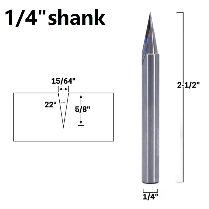 22° Zero Point V Groove Router Bit Milling Cutter Wood Cutters Cnc Drill Bit Engraving Solid Carbide 1/4 Shank Woodworking Tool
22° Zero Point V Groove Router Bit Milling Cutter Wood Cutters Cnc Drill Bit Engraving Solid Carbide 1/4 Shank Woodworking Tool
