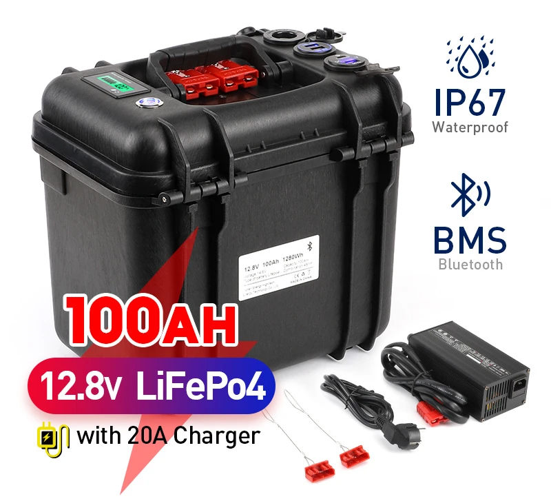 IP67 Waterproof 12V 100Ah LiFePO4 Rechargeable Lithium Iron Phosphate Battery Pack Built-in Bluetooth BMS for Trolling Motor
IP67 Waterproof 12V 100Ah LiFePO4 Rechargeable Lithium Iron Phosphate Battery Pack Built-in Bluetooth BMS for Trolling Motor
