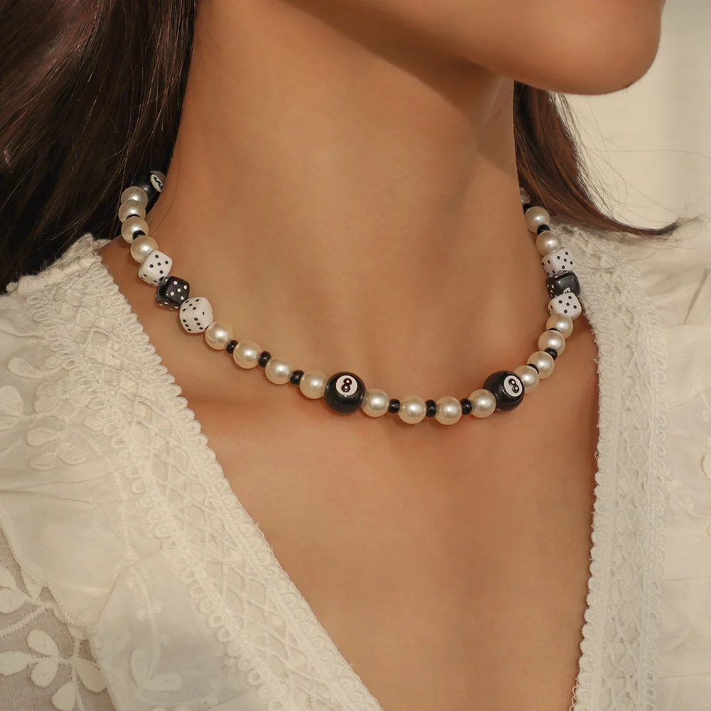 Fashion Hip Hop Imitation Pearl Beads Choker Clavicle Chain Necklace for Women Creative Dice Billiard Resin Necklace Jewelry
Fashion Hip Hop Imitation Pearl Beads Choker Clavicle Chain Necklace for Women Creative Dice Billiard Resin Necklace Jewelry