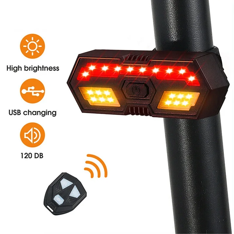 LED Bicycle Tail Light Turn Signal with Horn USB Rechargeable Anti Theft Remote Control Warning Taillight Bike Rear Light
LED Bicycle Tail Light Turn Signal with Horn USB Rechargeable Anti Theft Remote Control Warning Taillight Bike Rear Light