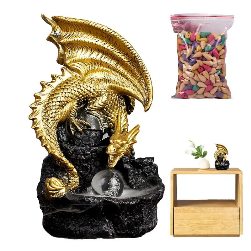 Dragon Incense Burner Cone Handmade Gold Creative Ornament With Two Dragons Exquisite Relax Crafts Smoke Falls For Office Living
Dragon Incense Burner Cone Handmade Gold Creative Ornament With Two Dragons Exquisite Relax Crafts Smoke Falls For Office Living