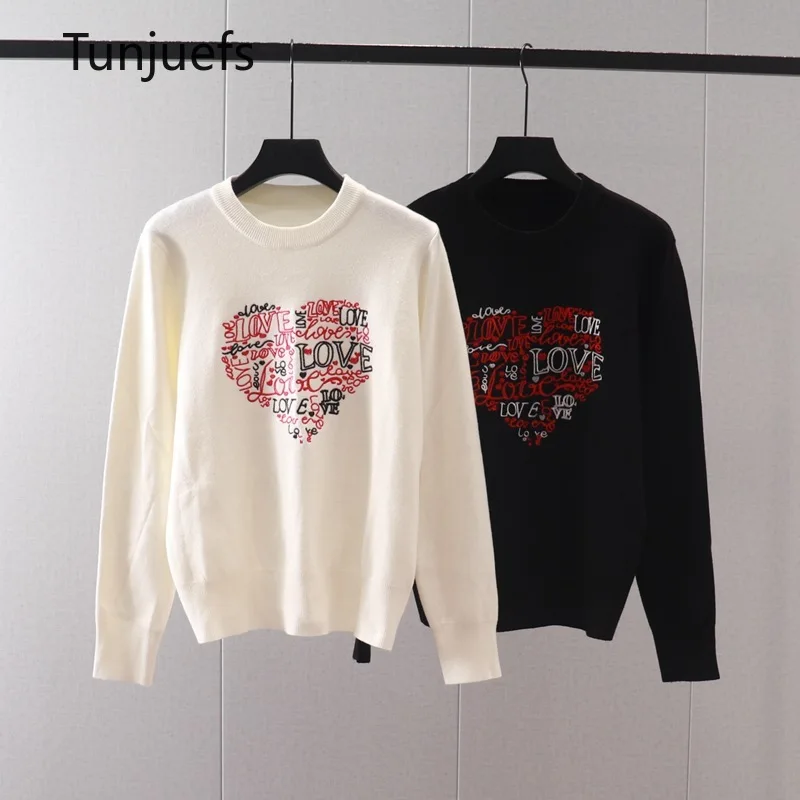 2023 New Women's Sweater Wool Knit Top Love Embroidery Jumper Black White Knitwear Y2k Jersey Korean Fashion Clothes Fall Winter
2023 New Women's Sweater Wool Knit Top Love Embroidery Jumper Black White Knitwear Y2k Jersey Korean Fashion Clothes Fall Winter