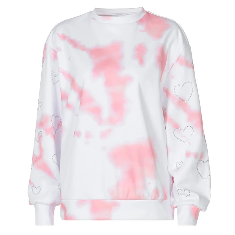 2021 Woman Long Sleeve Tops Hoodies Heart Bronzing Diamond Valentine's Day Fashion Round Neck Tie-dye Loose Pullover Sweatshirts
2021 Woman Long Sleeve Tops Hoodies Heart Bronzing Diamond Valentine's Day Fashion Round Neck Tie-dye Loose Pullover Sweatshirts