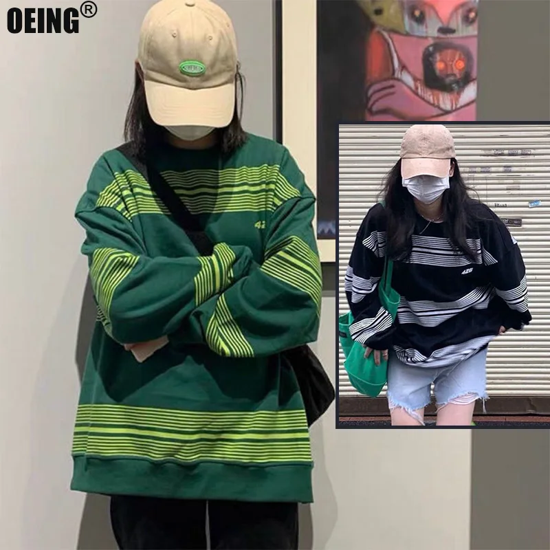 Loose Fashion Hip-hop Striped Print Round Neck Women's Sweater High Street Retro Loose Long Sleeve Pullovers Autumn Winter Tops
Loose Fashion Hip-hop Striped Print Round Neck Women's Sweater High Street Retro Loose Long Sleeve Pullovers Autumn Winter Tops