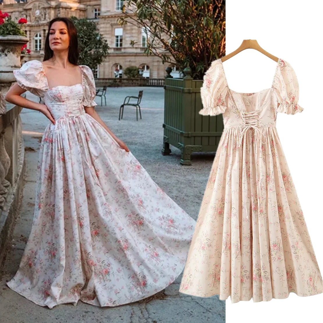 Withered French Style Indie Folk Retro Floral Print Square Collar Fashion Party Dress Women
Withered French Style Indie Folk Retro Floral Print Square Collar Fashion Party Dress Women