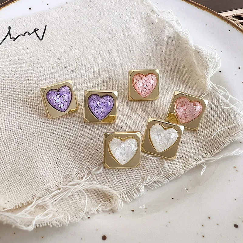 Minar Cute Lovely Bling Bling Glitter Square Stud Earrings for Women Gold Color Metal Love Heart Statement Earring Party Jewelry
Minar Cute Lovely Bling Bling Glitter Square Stud Earrings for Women Gold Color Metal Love Heart Statement Earring Party Jewelry