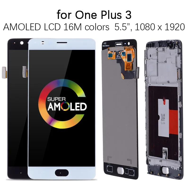 Дисплей 5 дюйма AAA + OLED для OnePlus 3 сменный сенсорный ЖК-экран One Plus Three 1 A3003 |