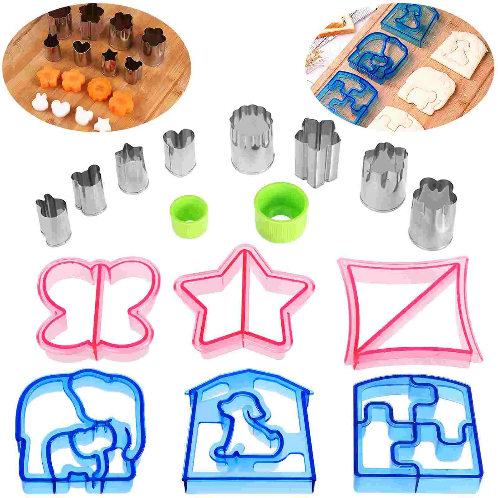 Sandwich for Kids 8pcs Set Stainless Steel Vegetable Moulds and 6pcs Bread and 2pcs Handles
Sandwich for Kids 8pcs Set Stainless Steel Vegetable Moulds and 6pcs Bread and 2pcs Handles
