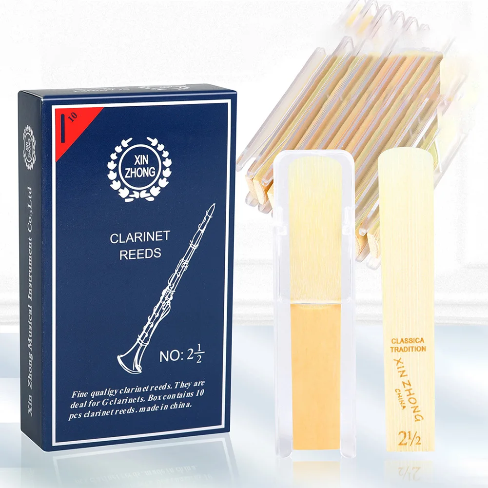 10pcs Bb Tone Clarinet Reeds Strength 2.5 Wind Musical Instrument Reed Clarinet Accessories With A Box Quality Reed Light Yellow
10pcs Bb Tone Clarinet Reeds Strength 2.5 Wind Musical Instrument Reed Clarinet Accessories With A Box Quality Reed Light Yellow