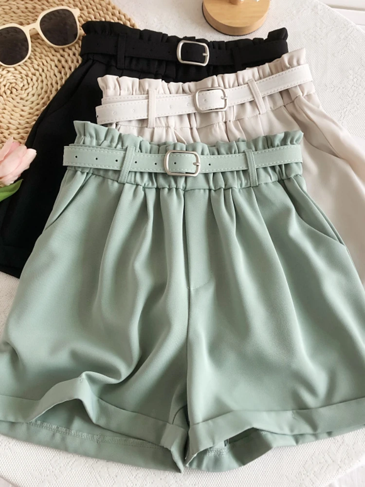 LY VAREY LIN New Spring Summer Elastic Waist Suit Shorts with Belt Women Casual Loose Straight Wide Leg Solid Color Shorts
LY VAREY LIN New Spring Summer Elastic Waist Suit Shorts with Belt Women Casual Loose Straight Wide Leg Solid Color Shorts