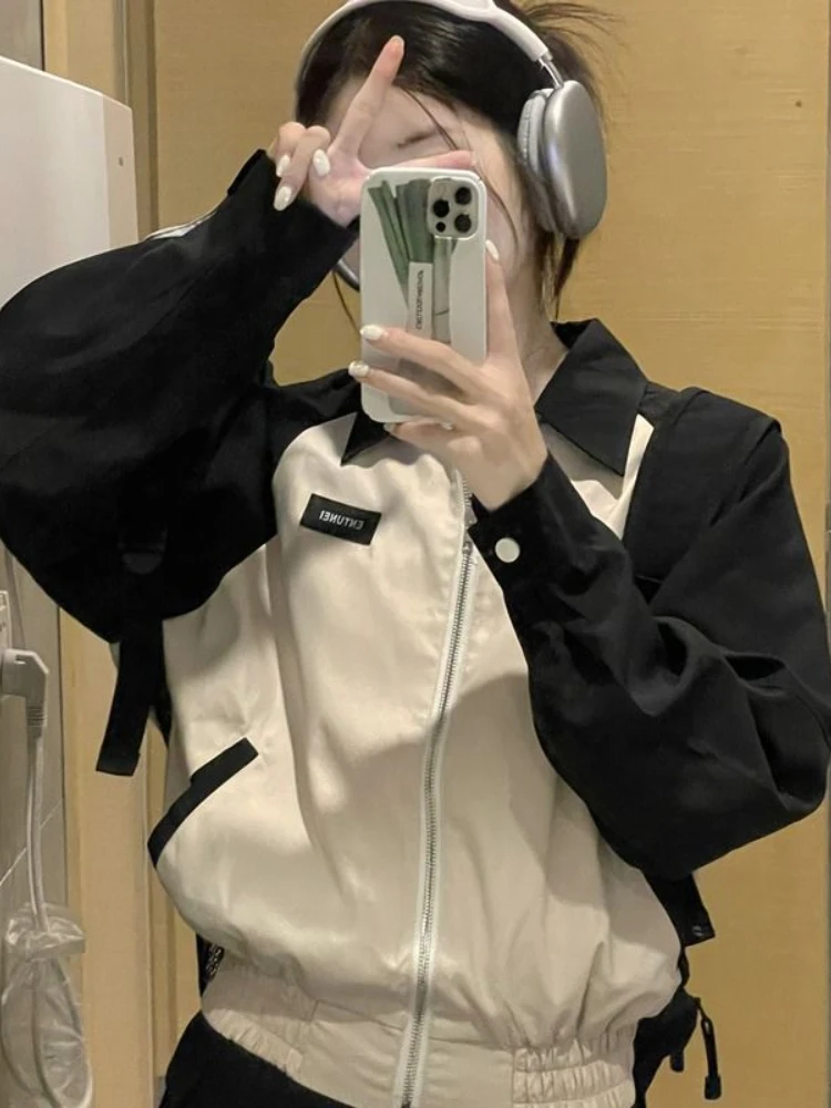 Deeptown Vintage Cropped Bomber Jacket Women Harajuku Hip Hop Oversized Zipper Cargo Coats Loose Casual Outerwear BF Streetwear
Deeptown Vintage Cropped Bomber Jacket Women Harajuku Hip Hop Oversized Zipper Cargo Coats Loose Casual Outerwear BF Streetwear