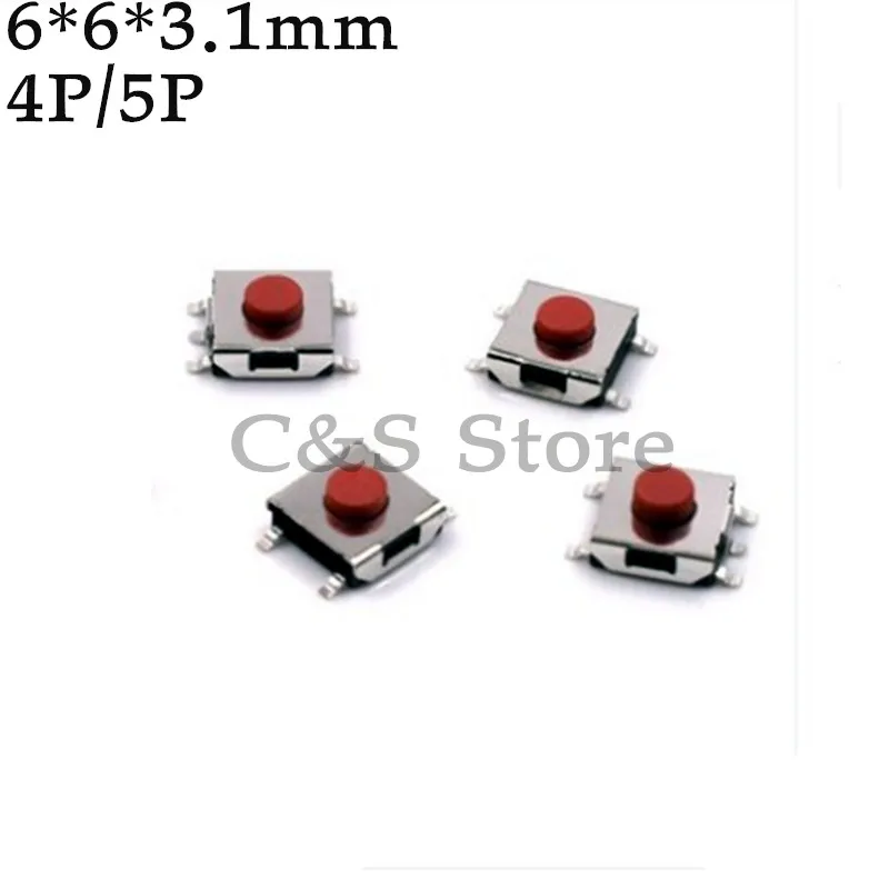 1000pcs 6*6*3.1mm SMD Switch 5 Pin Touch Micro Switch Push Button Switches Red SMD Tact Switch
1000pcs 6*6*3.1mm SMD Switch 5 Pin Touch Micro Switch Push Button Switches Red SMD Tact Switch