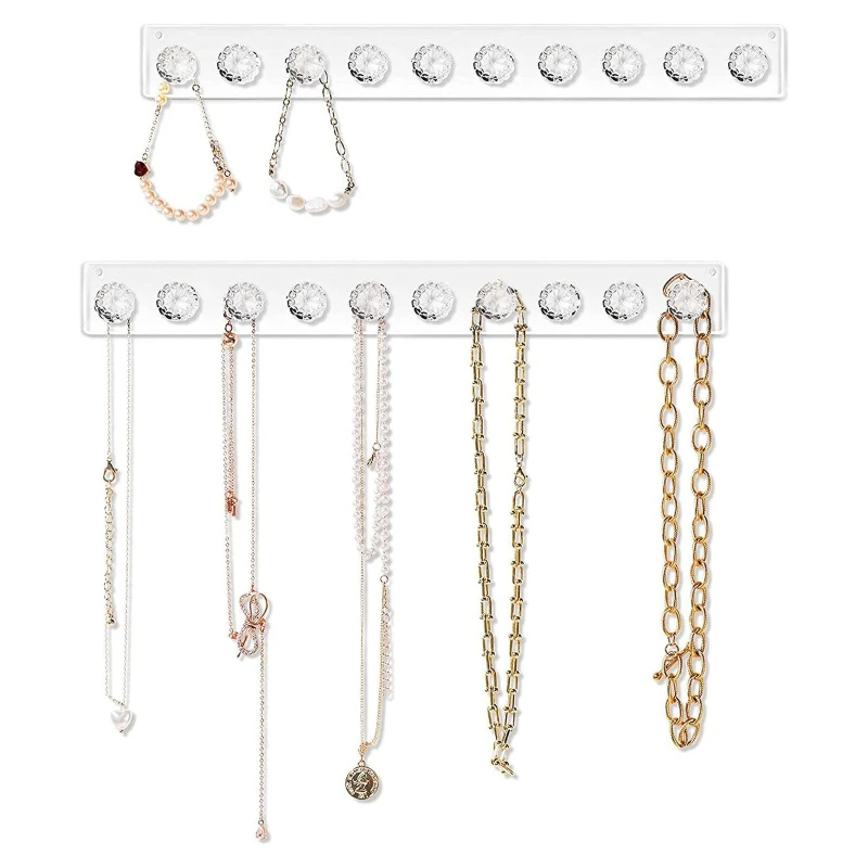 Simple Jewelry Holder Wall Mount with 10 Hooks for Necklace Bracelets Keys 2PCS 124A
Simple Jewelry Holder Wall Mount with 10 Hooks for Necklace Bracelets Keys 2PCS 124A