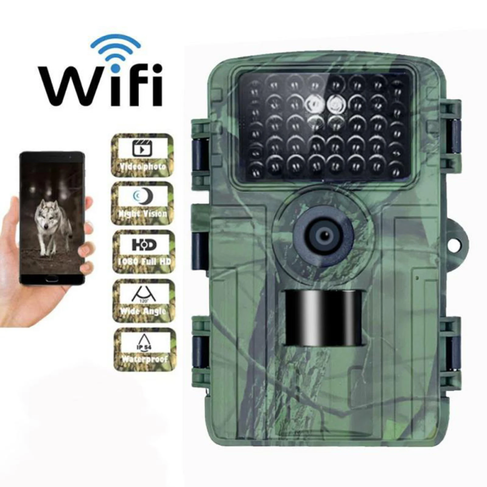 Wi-Fi охотничья камера 32 МП 1080P HD с видеоразрешением и управлением через приложение для наблюдения за дикой природой и домашней безопасностью
Wi-Fi охотничья камера 32 МП 1080P HD с видеоразрешением и управлением через приложение для наблюдения за дикой природой и домашней безопасностью