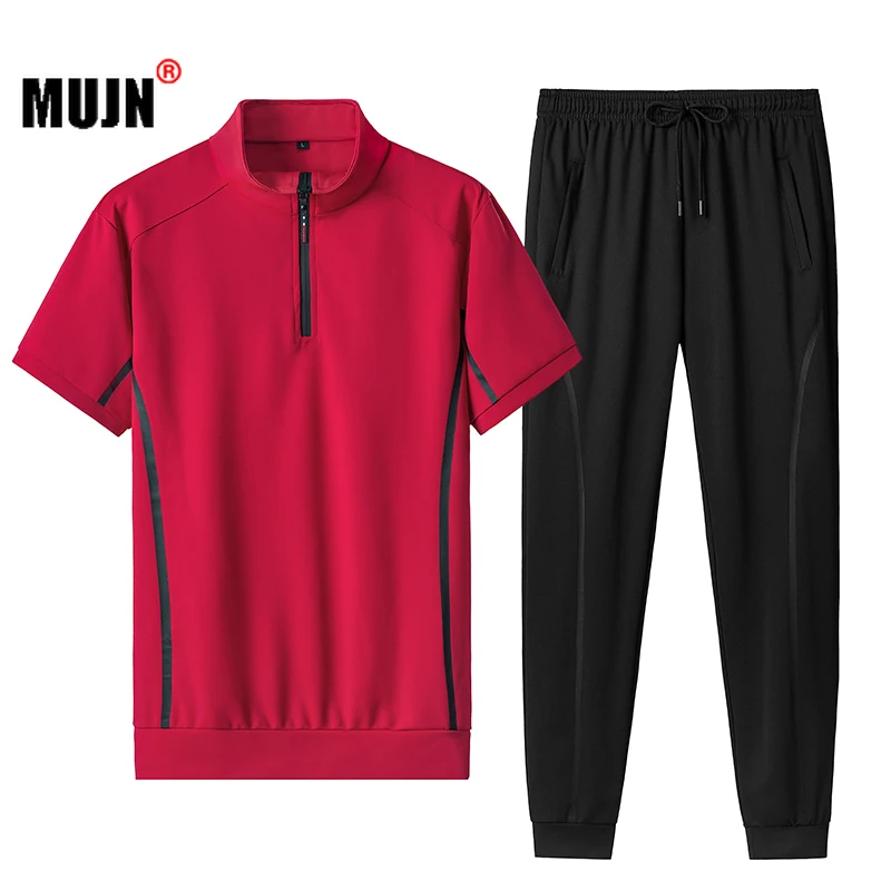Men's Tracksuit 2 Pcs/Set Stand Collar Short Sleeve T-shirt + Casual Trousers Sweat-absorbing Breathable Men Gym Sportwear Suit
Men's Tracksuit 2 Pcs/Set Stand Collar Short Sleeve T-shirt + Casual Trousers Sweat-absorbing Breathable Men Gym Sportwear Suit