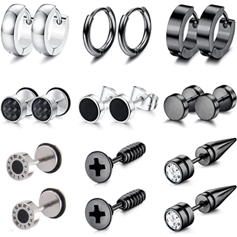 9 Pairs Stainless Steel Screw Stud Earrings Fake Tunnel Pierced Jewelry Small Huggie Hoop Earring Set Unisex 857
9 Pairs Stainless Steel Screw Stud Earrings Fake Tunnel Pierced Jewelry Small Huggie Hoop Earring Set Unisex 857