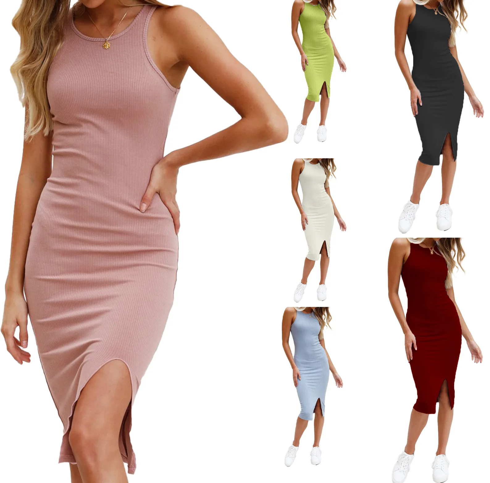 2022 Summer New Simple Temperament Solid Color Fashion Slim Long Knitted Split Vest Dress Women
2022 Summer New Simple Temperament Solid Color Fashion Slim Long Knitted Split Vest Dress Women