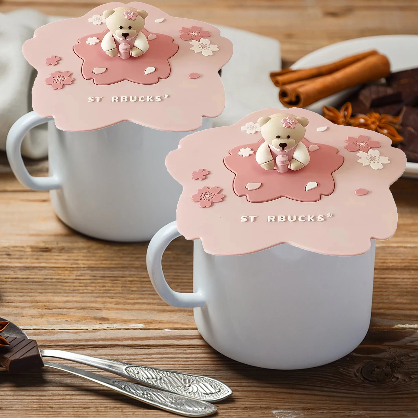 3D Cute Bear Cup Cover Cartoon Bear Cup Coffee Mug Lid Cherry Blossoms Silicone Cup Cover Lid Floral Dust-proof Cup Accessories
3D Cute Bear Cup Cover Cartoon Bear Cup Coffee Mug Lid Cherry Blossoms Silicone Cup Cover Lid Floral Dust-proof Cup Accessories