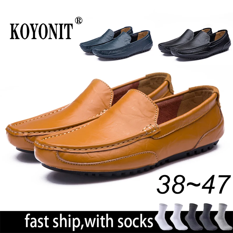 

Designer Shoes Men Slip-On Leather Mens Casual Male Shoes Adult Black Driving Moccasin Soft Peas Non-slip Loafers Office Shoes