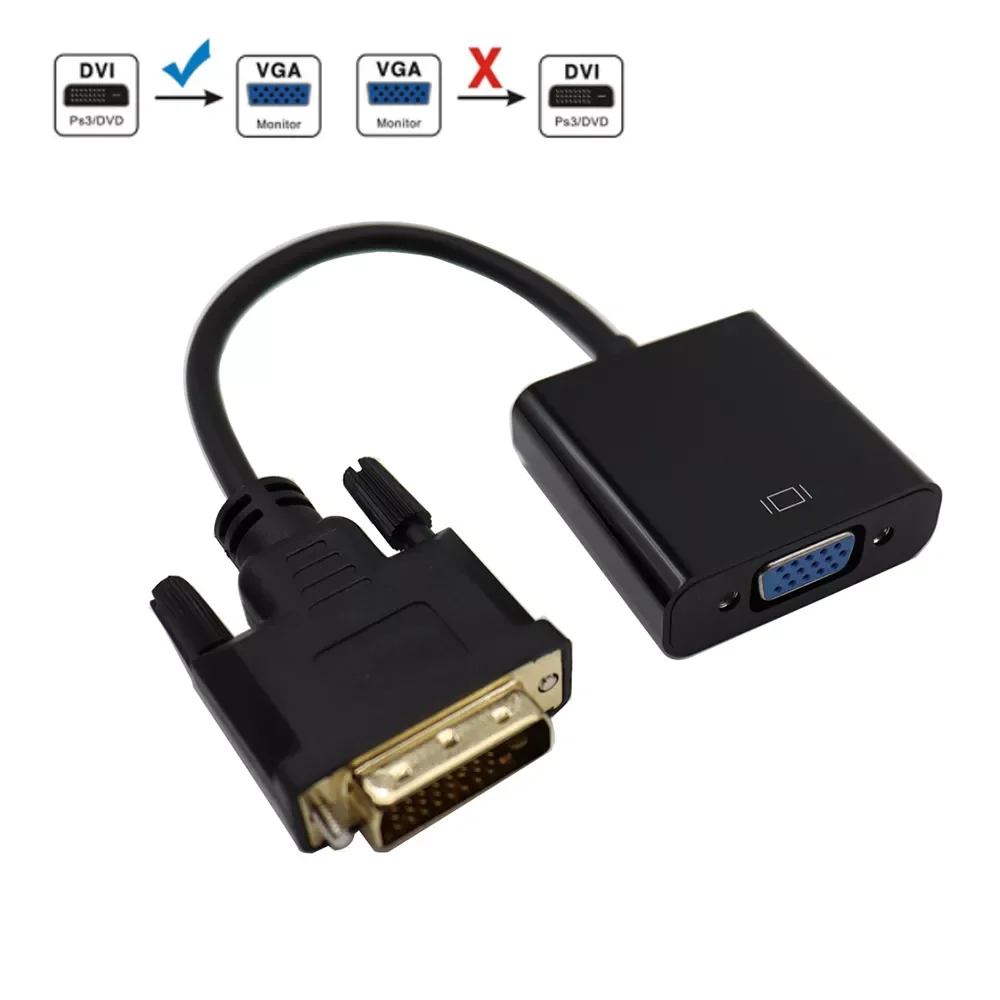 Full HD 1080P DVI-D DVI To VGA Adapter Video Cable Converter 24+1 25Pin to 15Pin Cable Converter for PC Computer Monitor 
Full HD 1080P DVI-D DVI To VGA Adapter Video Cable Converter 24+1 25Pin to 15Pin Cable Converter for PC Computer Monitor