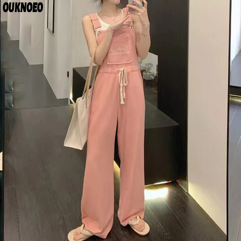 Woman Cotton Jumpsuits Pink Loose Trousers Overalls Korean Casual Style High Waist 2022 Summer Spring Women's Wide Leg Jumpsuit
Woman Cotton Jumpsuits Pink Loose Trousers Overalls Korean Casual Style High Waist 2022 Summer Spring Women's Wide Leg Jumpsuit