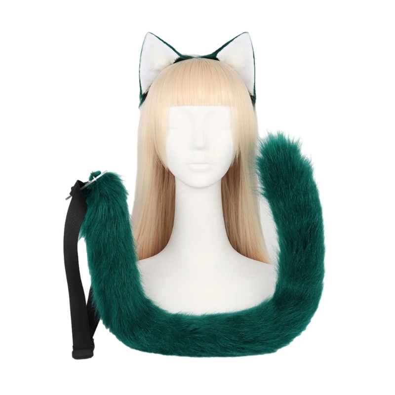 Комплект с кошачьими ушками и хвостом, повязка на голову с пушистыми кошачьими ушками и хвостом, вечерние аксессуары для костюма 
Комплект с кошачьими ушками и хвостом, повязка на голову с пушистыми кошачьими ушками и хвостом, вечерние аксессуары для костюма