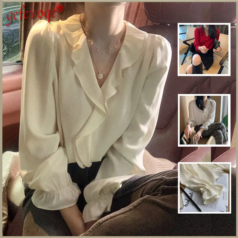Ruffle V Neck Elegant Blouse 2022 Spring Summer New Fashion Women's Clothing Casual Office Ladies Tops Long Sleeve Chiffon Shirt
Ruffle V Neck Elegant Blouse 2022 Spring Summer New Fashion Women's Clothing Casual Office Ladies Tops Long Sleeve Chiffon Shirt