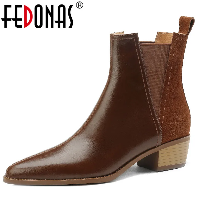 FEDONAS Office Ladies Dress Women Ankle Boots Genuine Leather Pointed Toe Thick Heels Shoes Woman Mature Concise Autumn Winter
FEDONAS Office Ladies Dress Women Ankle Boots Genuine Leather Pointed Toe Thick Heels Shoes Woman Mature Concise Autumn Winter