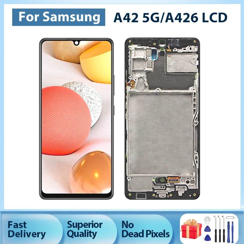 

Дисплей 6,6 дюйма для Samsung Galaxy A42 5G, ЖК-дисплей с сенсорным дигитайзером A426B, A426U, A426N, сменная деталь в сборе с рамкой, 1 шт.