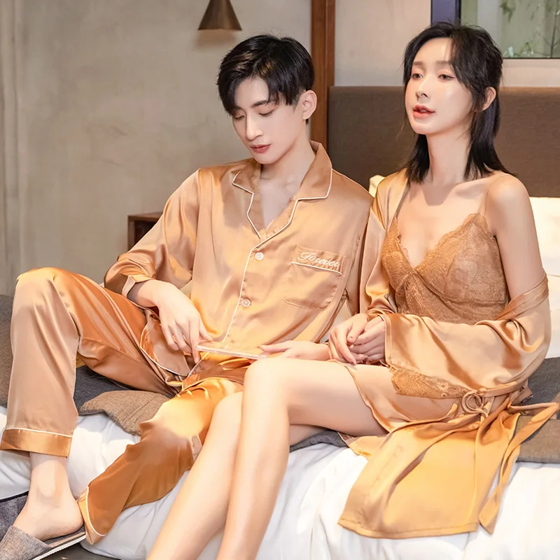 Women's Silk Pajamas Solid Sleepwear Robe Sets Men Loungewear Long Sleeve Trousers Satin Silk Pijamas Suit for Women and Men Pjs
Women's Silk Pajamas Solid Sleepwear Robe Sets Men Loungewear Long Sleeve Trousers Satin Silk Pijamas Suit for Women and Men Pjs