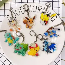 1PCS Pokemon GO Acrylic Key Chain Kawaii Pikachu Anime Key Ring Cute Bag Pendant Key Ring Jewelry Couple New Trinket X-mas Gifts