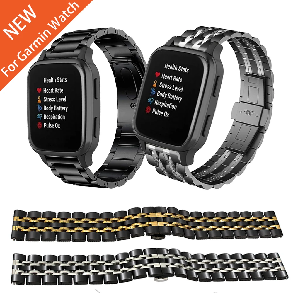 

For Garmin Venu Sq Classic Metal StainleSS Steel Wrist Band Watch Strap For Vivoactive 3 & Move Bracelet Watchbands