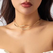 IngeSight.Z Punk Metal Iron Wire Cross Collar Choker Necklace for Women Goth Gold Color Open Cuff Adjustable Necklace Jewelry