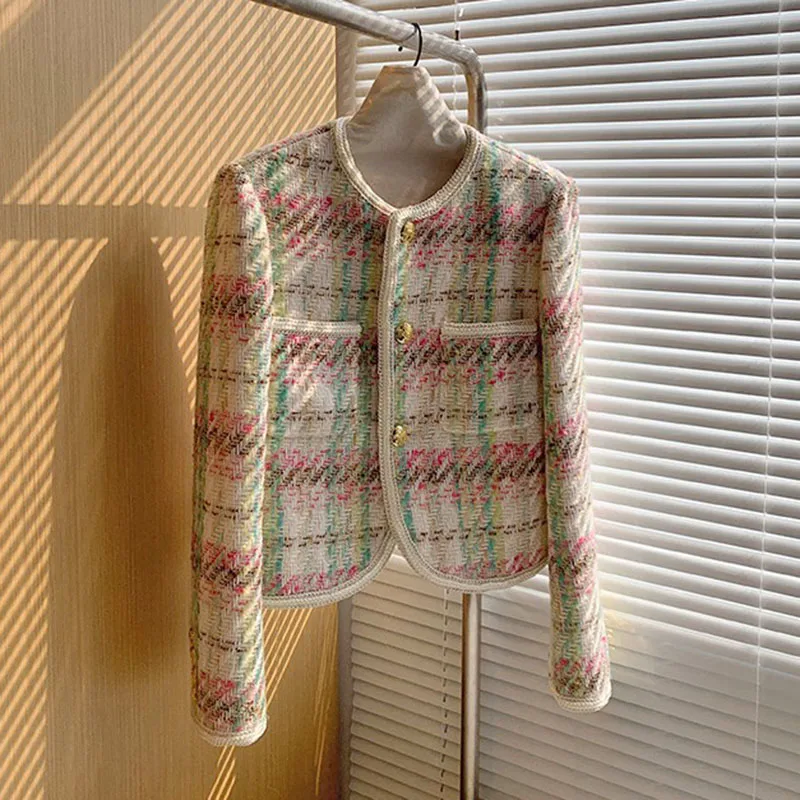 2022 Fashion French Vintage Women Color Tweed Plaid Jackets Elegant Autumn Winter Single Breasted Pockets Short Woolen Coat Chic
2022 Fashion French Vintage Women Color Tweed Plaid Jackets Elegant Autumn Winter Single Breasted Pockets Short Woolen Coat Chic