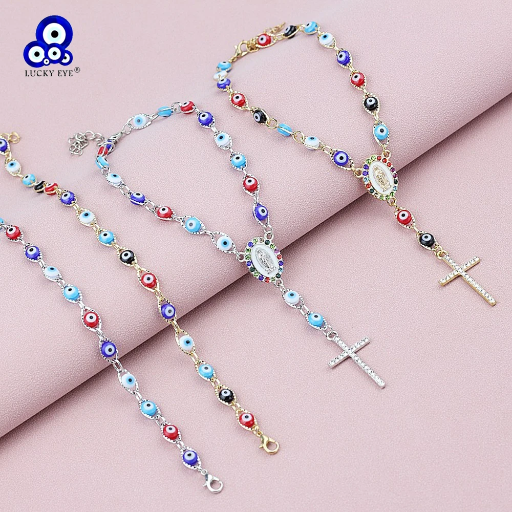 Lucky Eye Alloy Cross Turkish Evil Eye Bracelet Adjustable Chain Tassel Bracelet for Women Men Jewelry pulseras bijoux צמידים
Lucky Eye Alloy Cross Turkish Evil Eye Bracelet Adjustable Chain Tassel Bracelet for Women Men Jewelry pulseras bijoux צמידים