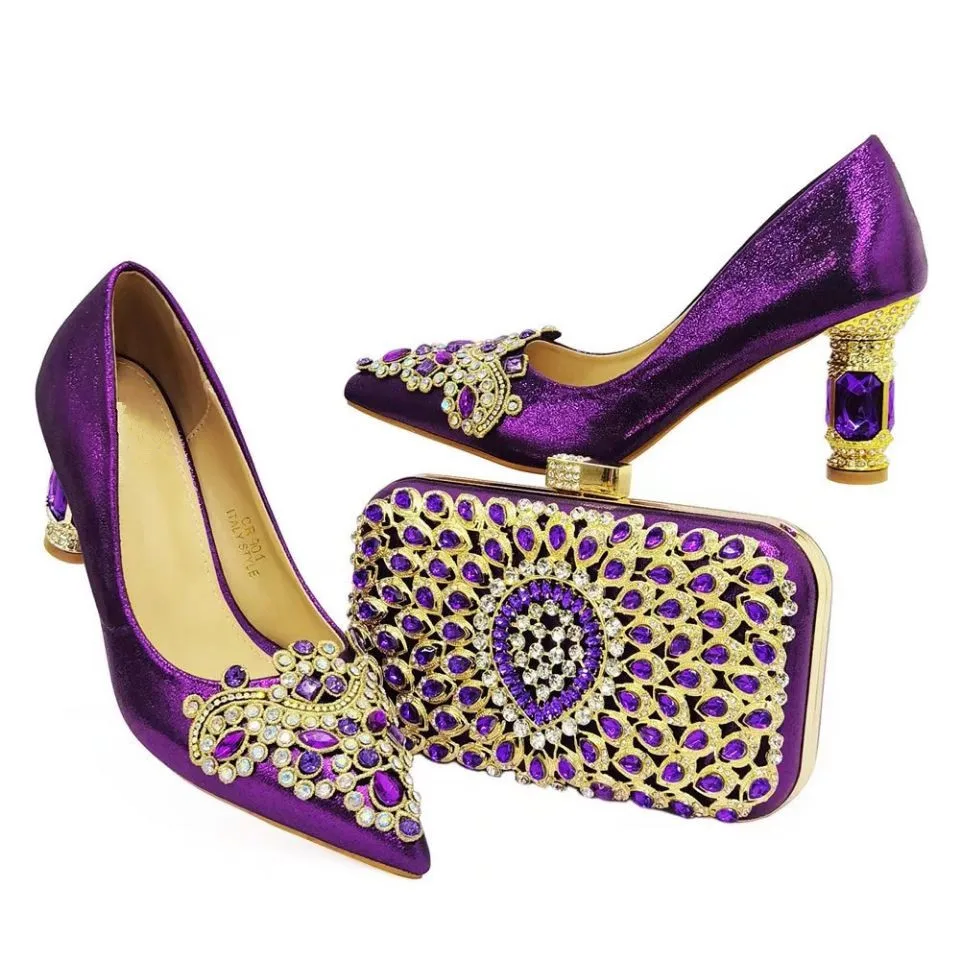Beautiful Purple Women Cover Shoes Match Handbag With Rhinestones African Dress Pumps And Bag Set CR901,Heel 8CM
Beautiful Purple Women Cover Shoes Match Handbag With Rhinestones African Dress Pumps And Bag Set CR901,Heel 8CM