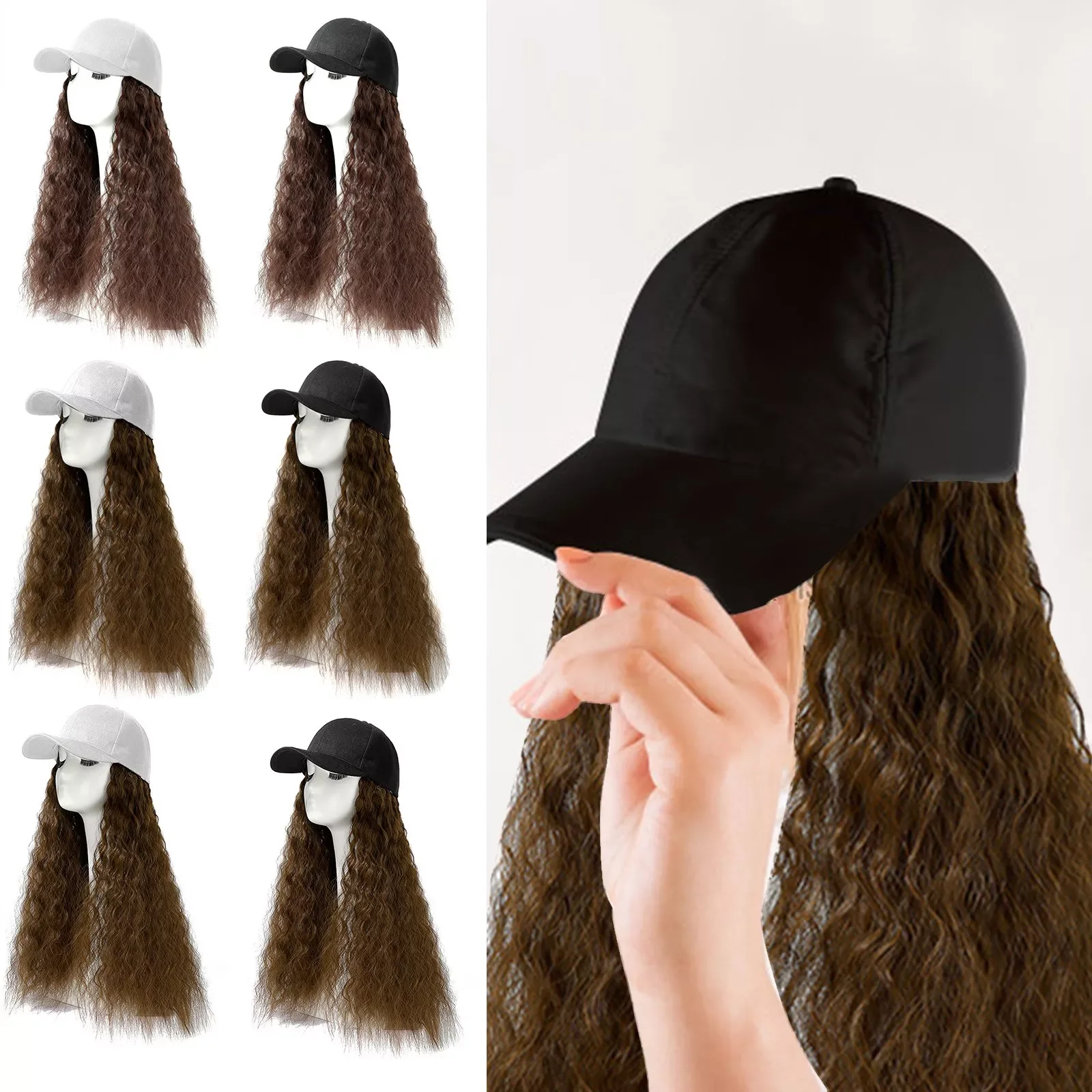 Cap Hair Wave Curly Hairstyle Adjustable Wig Hat Attached Long Hair High Temperature Silk Headwear Hairs
Cap Hair Wave Curly Hairstyle Adjustable Wig Hat Attached Long Hair High Temperature Silk Headwear Hairs