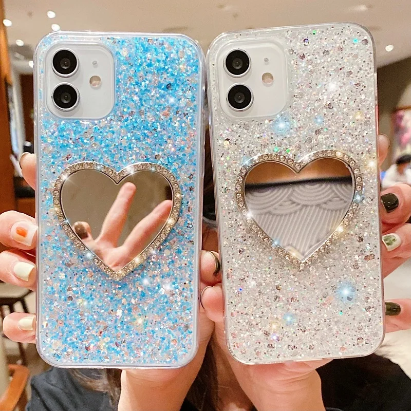 

Makeup Mirror Glitter Phone Case For OPPO A16E 16K A36 A76 A57 A77 A96 A53 A15 A54 A55 A56 A74 A93 A94 A95 A73 A72 A52 A92 Cover