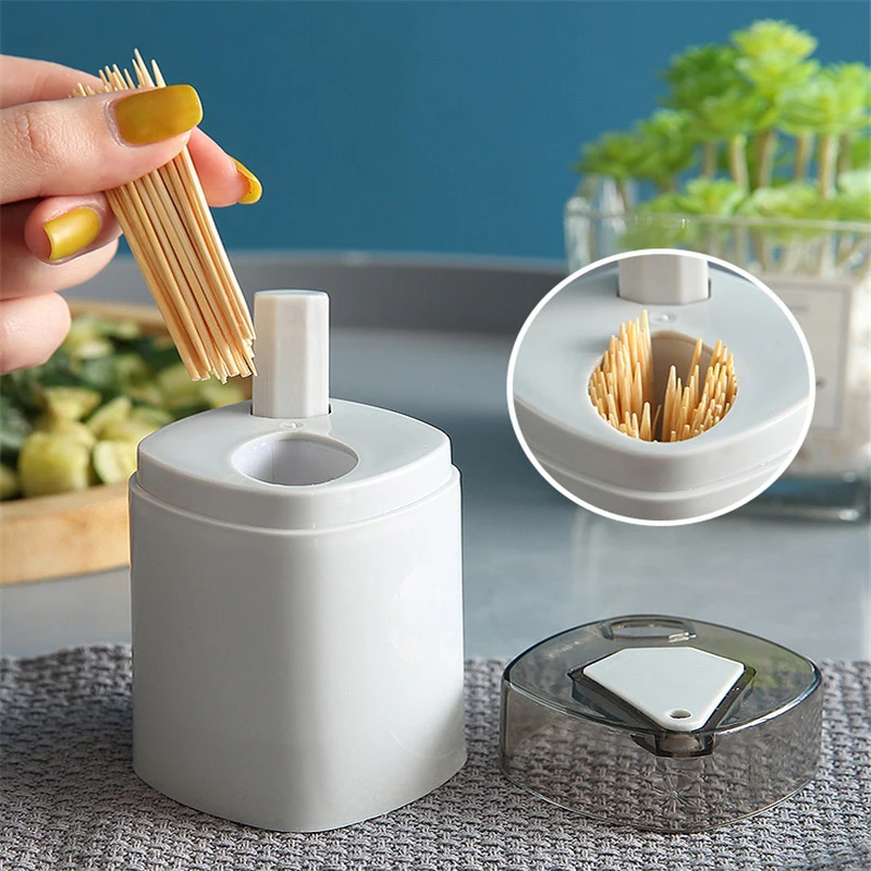 

Automatic Toothpick Box Press Out of The Sign Home Wheat Straw Toothpick Holder Container Portable Pop-Up Toothpick Dispenser