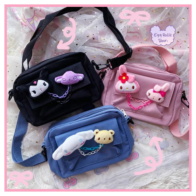 Cartoon Anime Sanrioed My Melody Cinnamoroll Kuromi Doll Chain Inclined Shoulder Bag Kawaii Square Canvas Bag Girl Birthday Gift
Cartoon Anime Sanrioed My Melody Cinnamoroll Kuromi Doll Chain Inclined Shoulder Bag Kawaii Square Canvas Bag Girl Birthday Gift