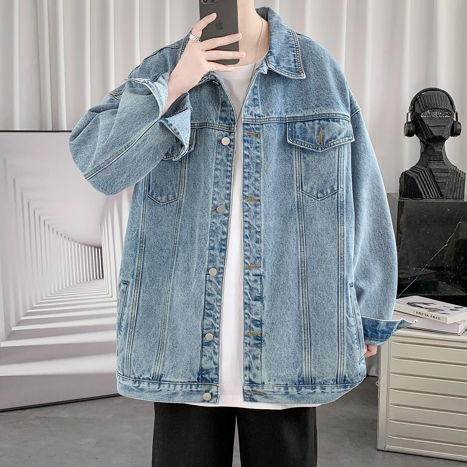 Casual Lapel Denim Jacket Youth Work Jacket 2022 Spring New Student Couple Solid Color Jacket For Men
Casual Lapel Denim Jacket Youth Work Jacket 2022 Spring New Student Couple Solid Color Jacket For Men