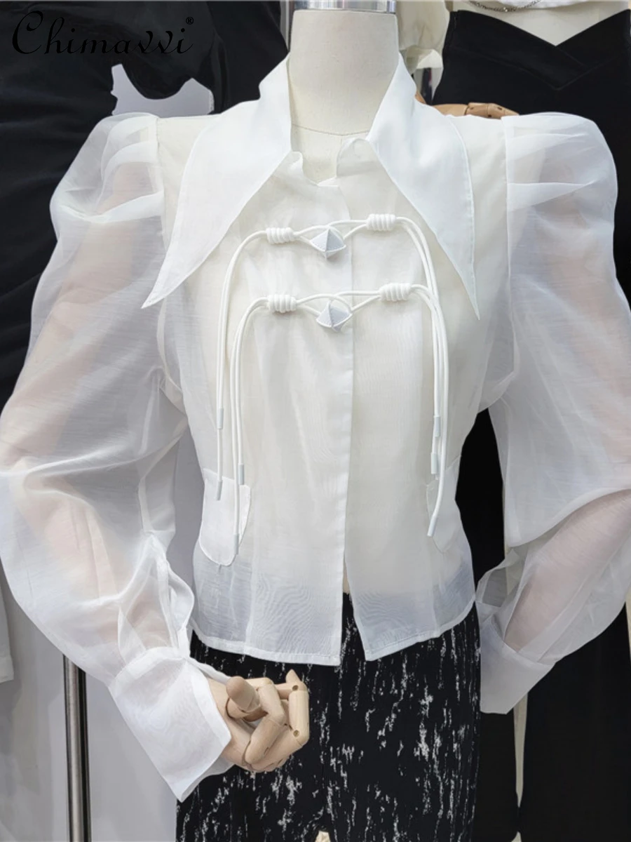 White Organza Blouse 2022 Summer Clothes New European Style Chinese Fashion Buckle Sun Protection Shirts Women's Short Top
White Organza Blouse 2022 Summer Clothes New European Style Chinese Fashion Buckle Sun Protection Shirts Women's Short Top