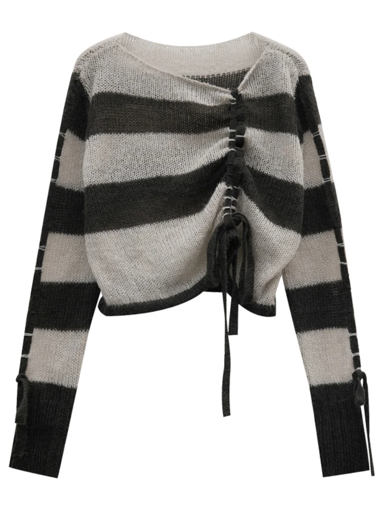 Contrast Color Striped Sweaters Patchwork Draw String Spring Autumn Long Sleeve Pullovers Women Vintage Female Slim Crop Tops
Contrast Color Striped Sweaters Patchwork Draw String Spring Autumn Long Sleeve Pullovers Women Vintage Female Slim Crop Tops