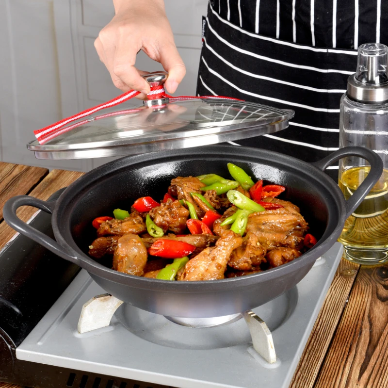 

27cm Multi-function Cast Iron Pot Household Non-stick Frying Pan Claypot Rice Skillet Induction Cooker Small Wok Cooking Pots