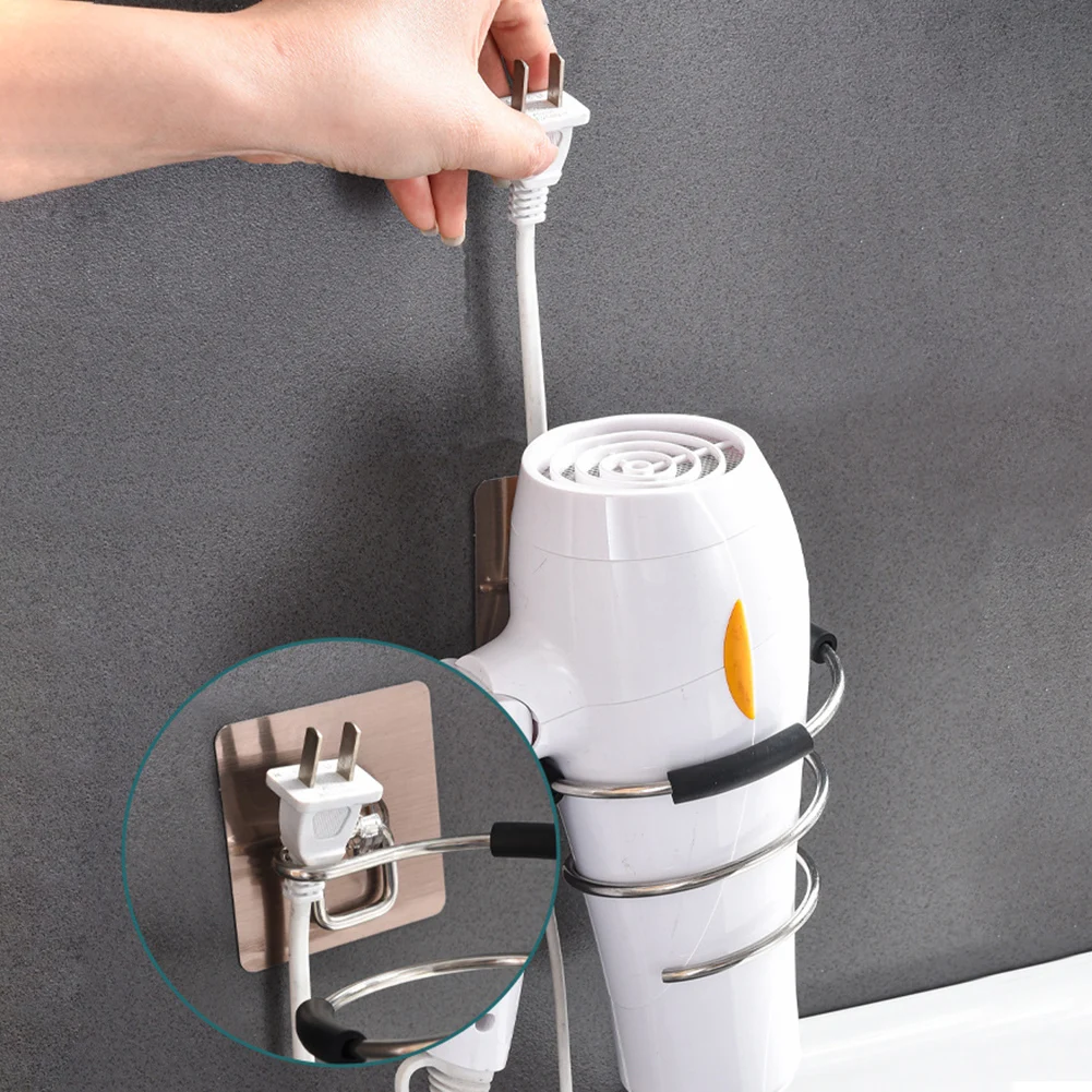 Hair Dryer Holder Blower Organizer Adhesive Wall Mounted Nail Free No Drilling Stainless Steel Spiral Stand For Bathroom 
Hair Dryer Holder Blower Organizer Adhesive Wall Mounted Nail Free No Drilling Stainless Steel Spiral Stand For Bathroom