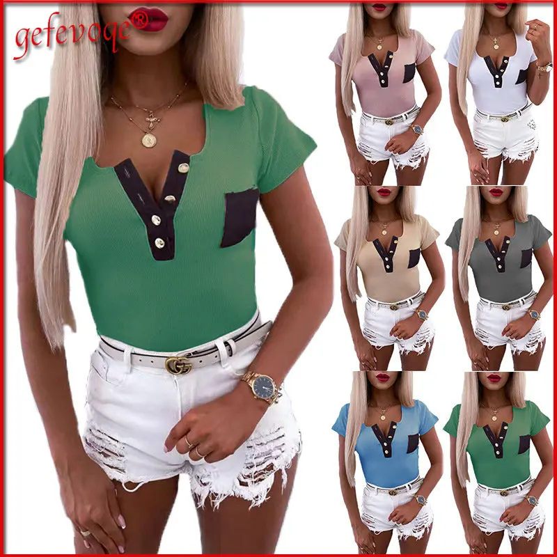 Plus Size Ladies Tops Casual Sexy V Neck with Button Pocket Short Sleeve Slim Women's T-shirt 2022Summer New Fashion Clothes 5XL
Plus Size Ladies Tops Casual Sexy V Neck with Button Pocket Short Sleeve Slim Women's T-shirt 2022Summer New Fashion Clothes 5XL